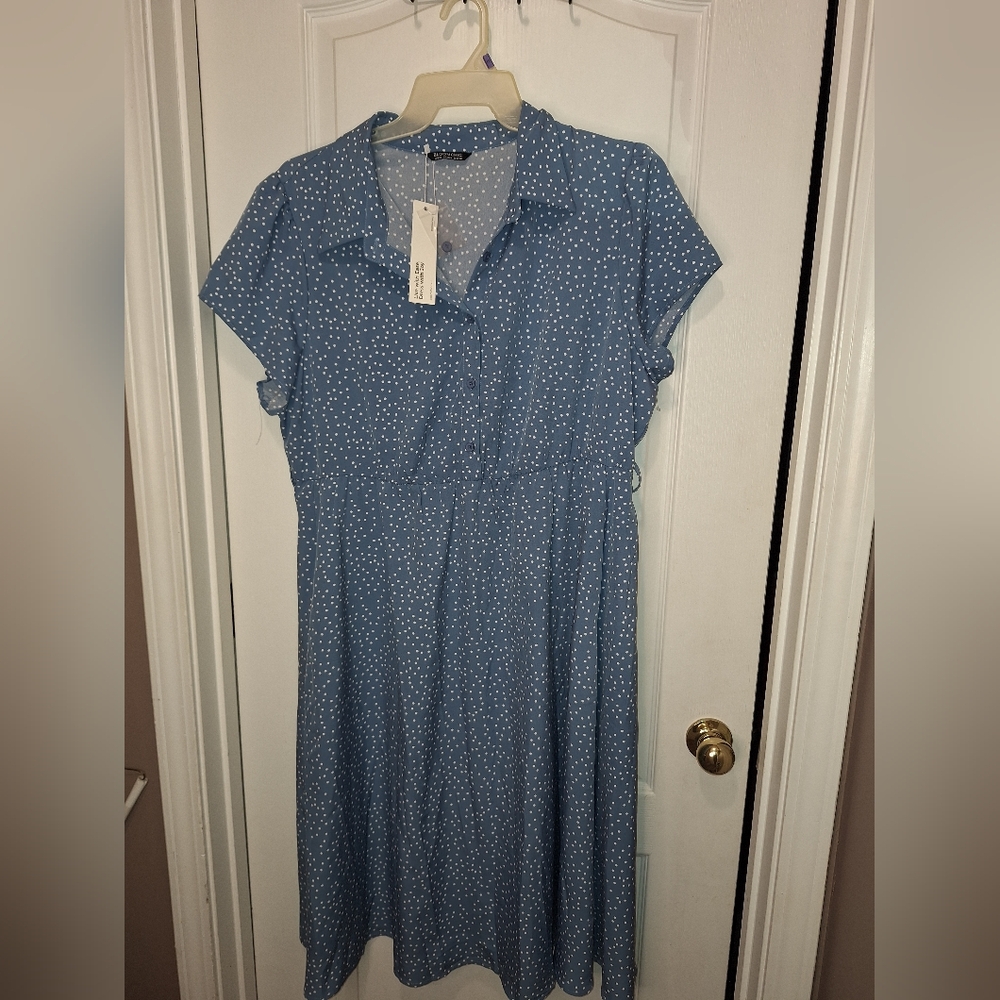 NWT / BloomChic Polka Dot Midi Dress in Blue and White / Size 18 -20 - Picture 3 of 13